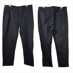 Men's Black Dress Pants 38x29 Tapered Slim Leg Trousers Work Uniform Woven XXL